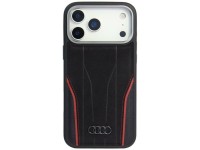 Capa MagSafe em couro genuíno Audi R8 para iPhone 17 Pro - Preta e Vermelha Capa MagSafe em couro genuíno Audi R8 para iPhone 17 Pro - Preta e Vermelha