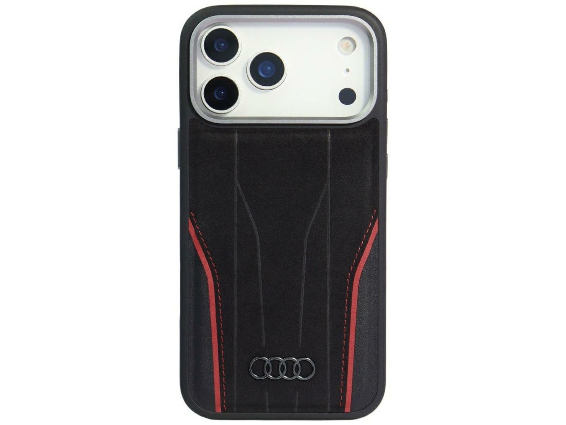 Audi R8 Genuine Leather MagSafe Case for iPhone 17 Pro - Black and Red