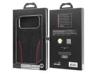 Funda MagSafe de piel auténtica Audi R8 para iPhone 17 Pro Max - Negro y rojo Funda MagSafe de piel auténtica Audi R8 para iPhone 17 Pro Max - Negro y rojo
