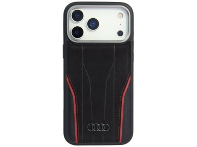 Funda MagSafe de piel aut�ntica Audi R8 para iPhone 17 Pro Max - Negro y rojo