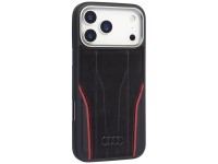 Capa MagSafe em couro genuíno Audi R8 para iPhone 17 Pro - Preta e Vermelha Capa MagSafe em couro genuíno Audi R8 para iPhone 17 Pro - Preta e Vermelha