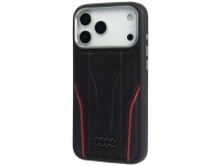 Capa MagSafe em couro genuíno Audi R8 para iPhone 17 Pro - Preta e Vermelha Capa MagSafe em couro genuíno Audi R8 para iPhone 17 Pro - Preta e Vermelha