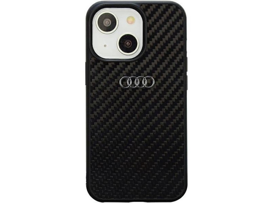 Capa rígida Audi em fibra de carbono para iPhone 14 de 6,1" preta/preta AU-TPUPPCIP14-R8/D2-BK