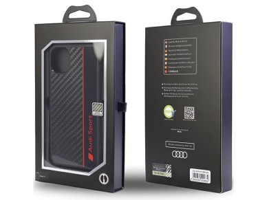 Funda rígida Audi de fibra de carbono con franja para iPhone 11/Xr de 6,1" en color negro/negro (AUS Funda rígida Audi de fibra de carbono con franja para iPhone 11/Xr de 6,1" en color negro/negro (AUS