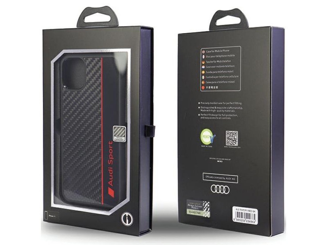 Audi Carbon Fiber Stripe iPhone 11 / Xr 6.1" black/black hardcase AUS-TPUPCIP11-R8/D1-BK
