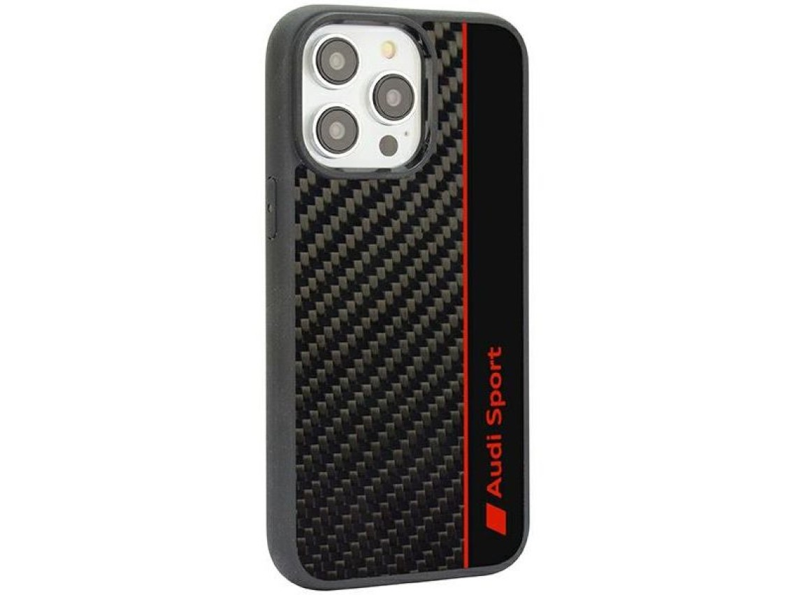 Audi Carbon Fiber Stripe iPhone 14 Pro 6.1" black/black hardcase AUS-TPUPCIP14P-R8/D1-BK