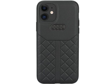 Funda r�gida Audi de cuero genuino para iPhone 11/Xr de 6,1" en color negro/negro (AU-TPUPCIP11R-Q8/