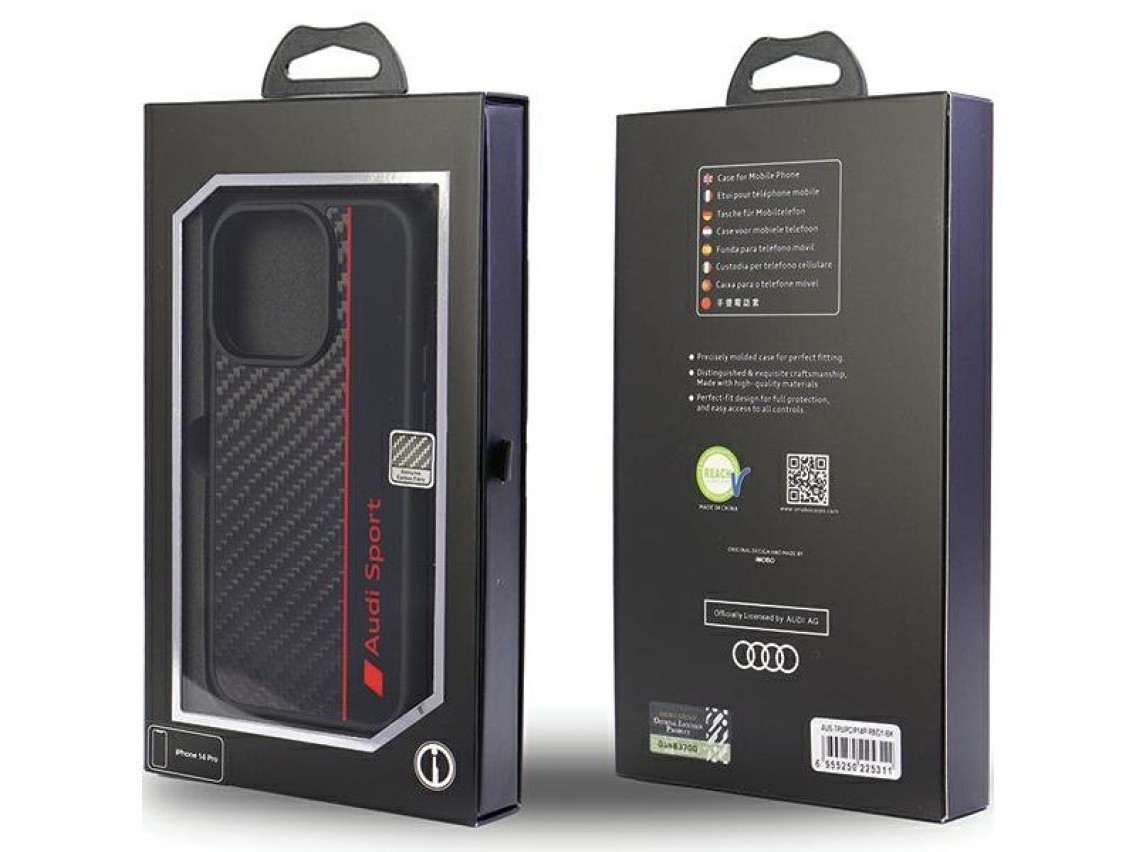Audi Carbon Fiber Stripe iPhone 14 Pro 6.1" black/black hardcase AUS-TPUPCIP14P-R8/D1-BK
