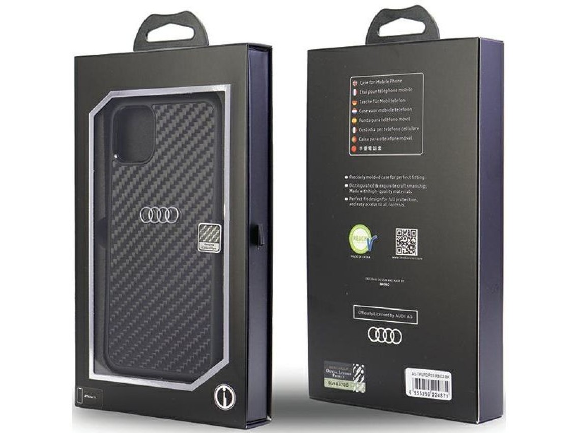 Audi Carbon Fiber iPhone 11 / Xr 6.1" black/black hardcase AU-TPUPCIP11-R8/D2-BK