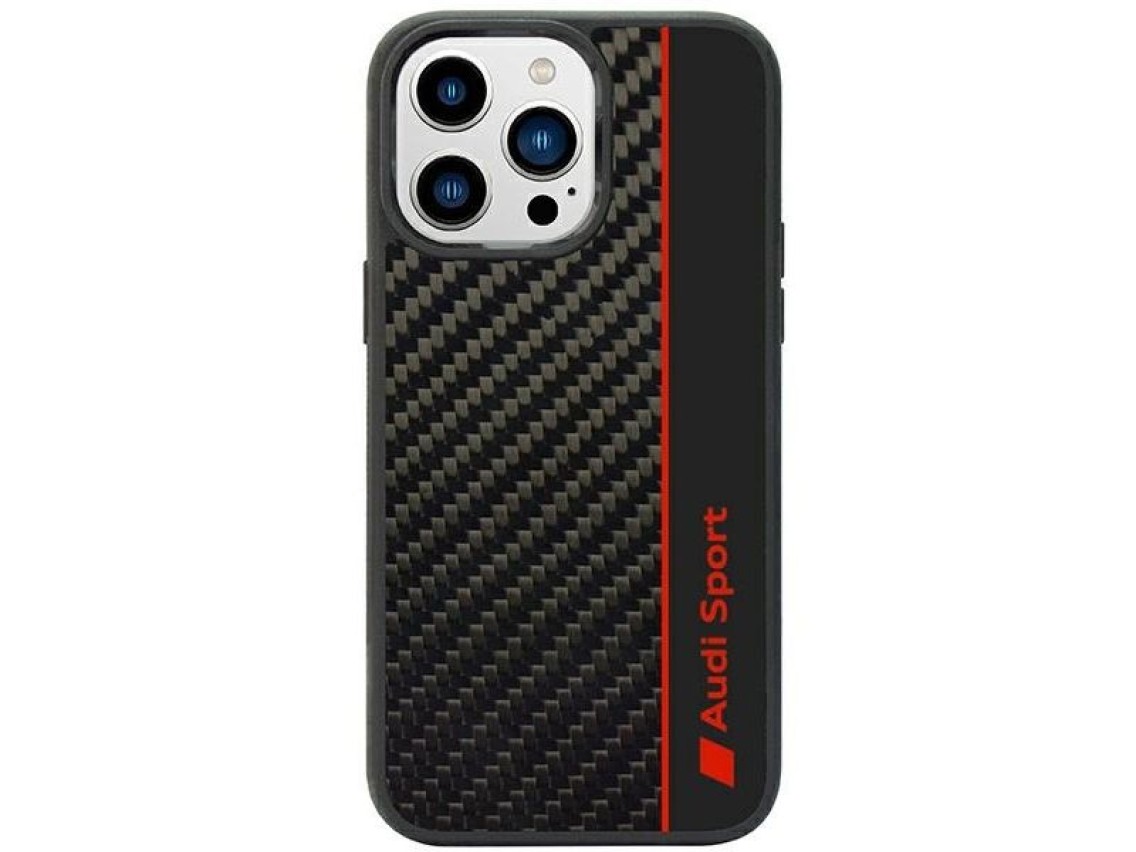 Audi Carbon Fiber Stripe iPhone 14 Pro 6.1" black/black hardcase AUS-TPUPCIP14P-R8/D1-BK