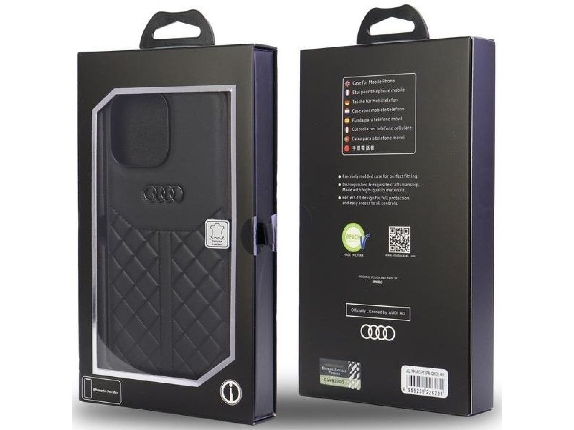 Capa rígida Audi em couro genuíno para iPhone 13 Pro Max 6.7