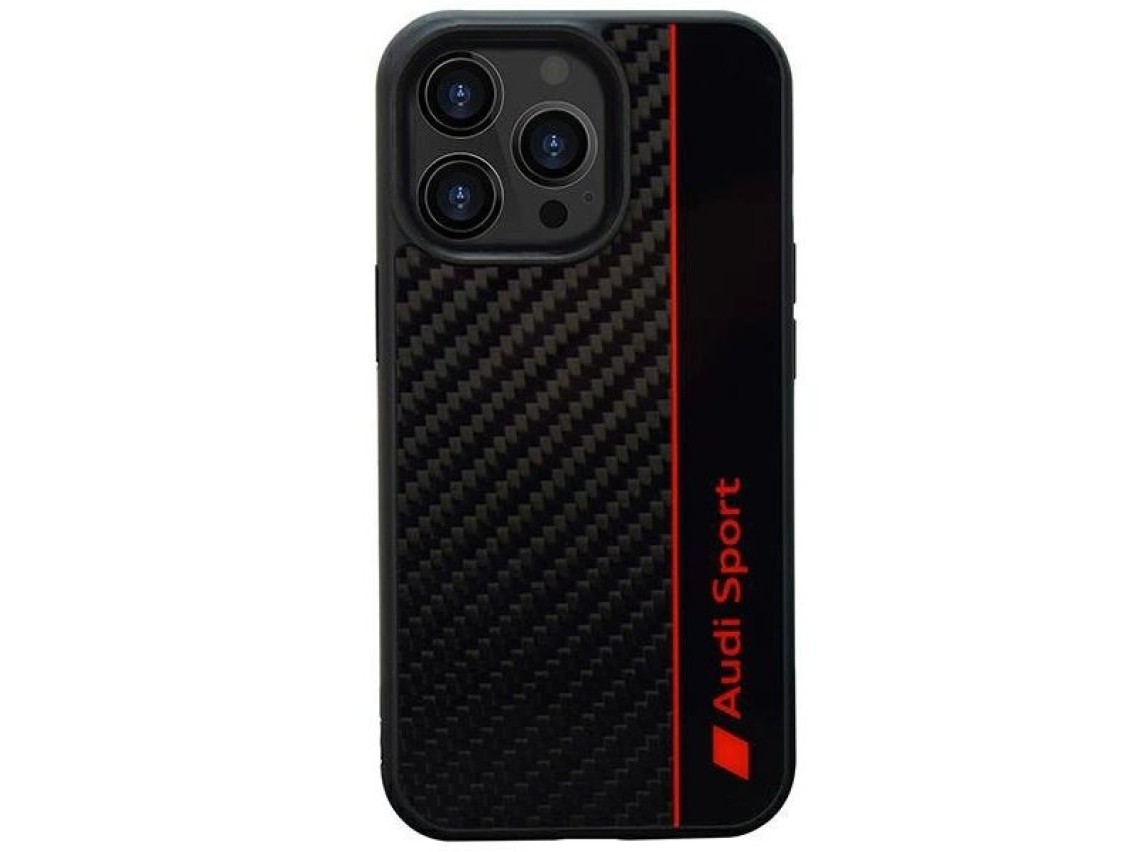 Audi Carbon Fiber Stripe iPhone 13 Pro / 13 6.1" black/black hardcase AUS-TPUPCIP13P-R8/D1-BK