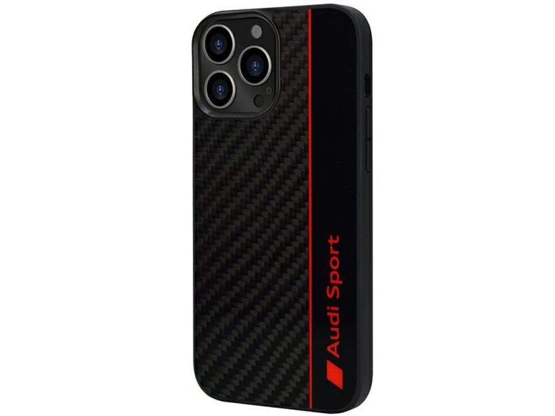Audi Carbon Fiber Stripe iPhone 13 Pro / 13 6.1" black/black hardcase AUS-TPUPCIP13P-R8/D1-BK