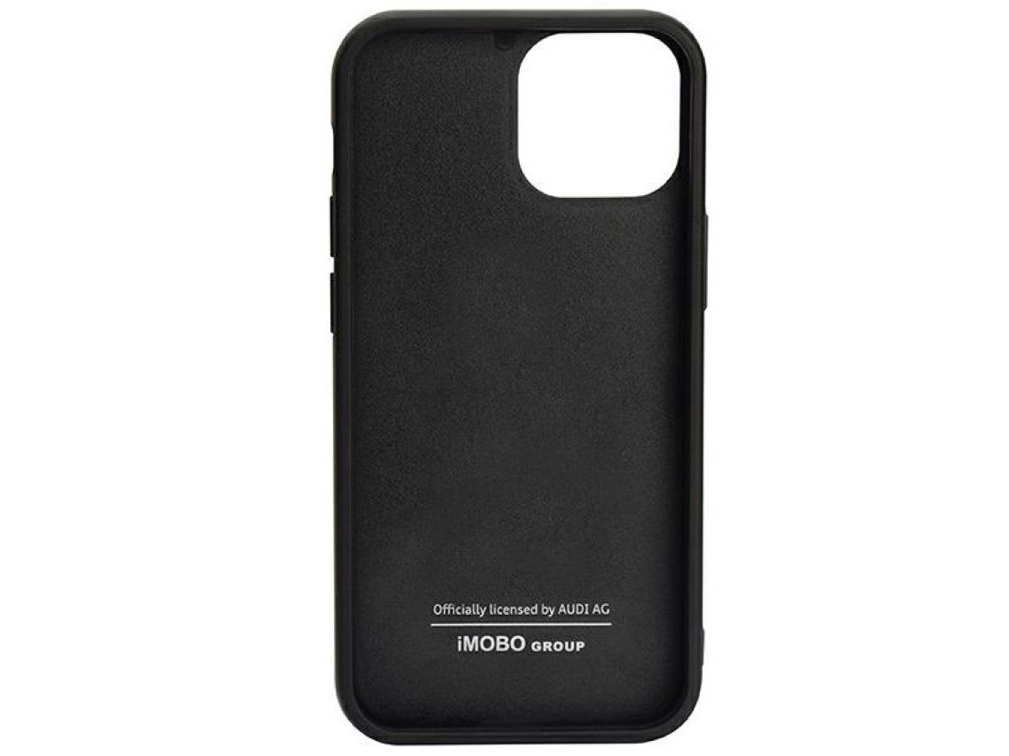 Funda rígida Audi para iPhone 13 Pro Max de 6,7" con franja de fibra de carbono, color negro/negro (