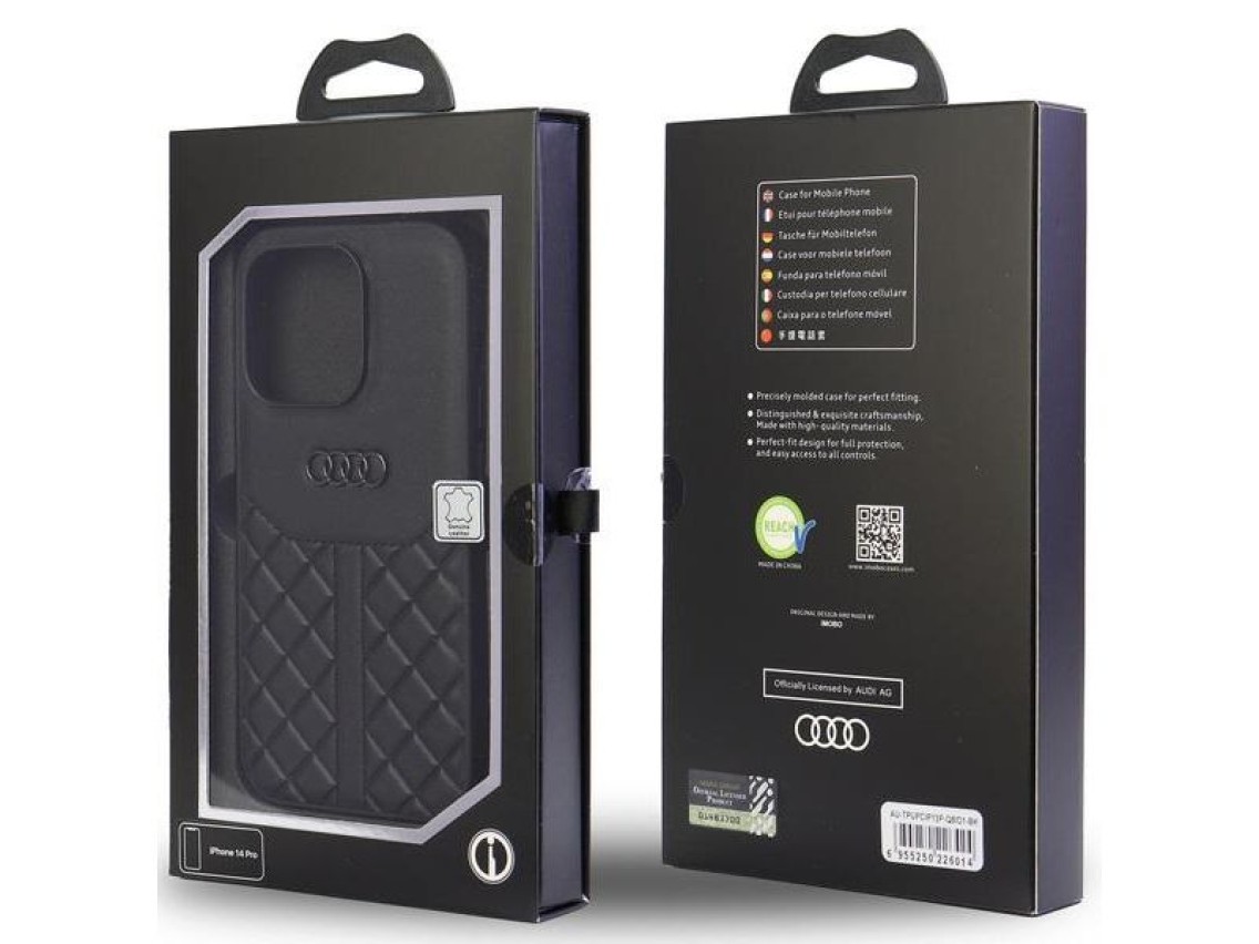 Audi Genuine Leather iPhone 13 Pro / 13 6.1" black/black hardcase AU-TPUPCIP13P-Q8/D1-BK