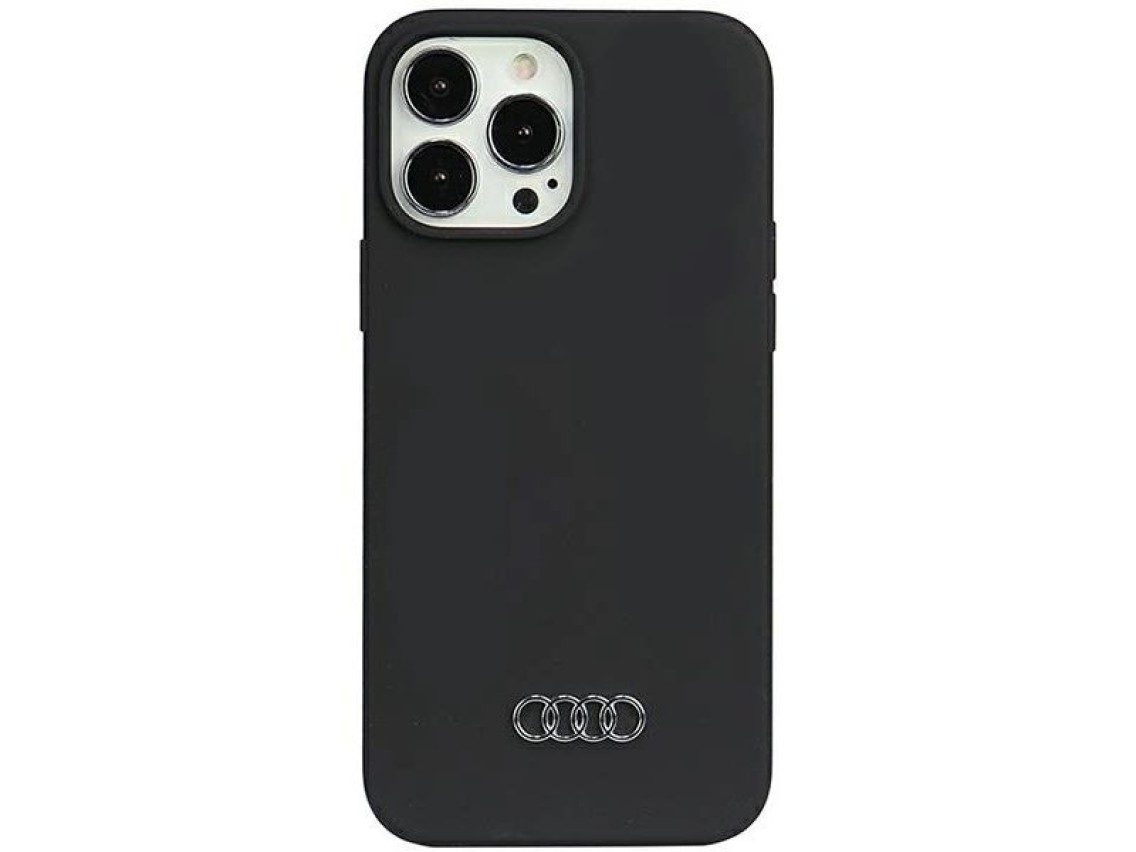 Capa de silicone Audi para iPhone 13 Pro Max 6.7" preta/preta rígida AU-LSRIP13PM-Q3/D1-BK