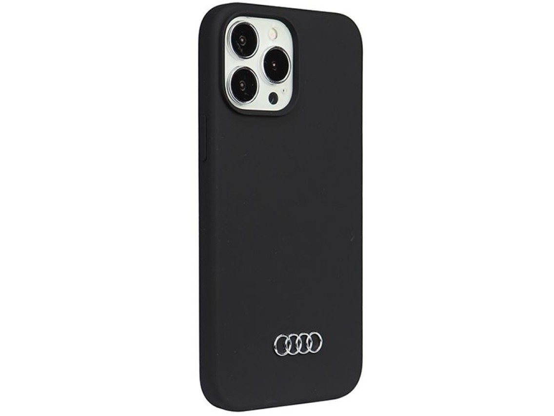 Capa de silicone Audi para iPhone 13 Pro Max 6.7" preta/preta rígida AU-LSRIP13PM-Q3/D1-BK