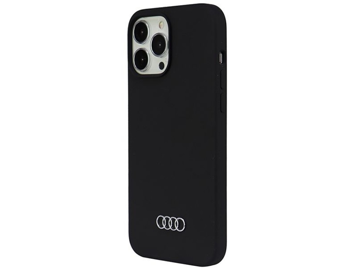 Capa de silicone Audi para iPhone 13 Pro Max 6.7" preta/preta rígida AU-LSRIP13PM-Q3/D1-BK