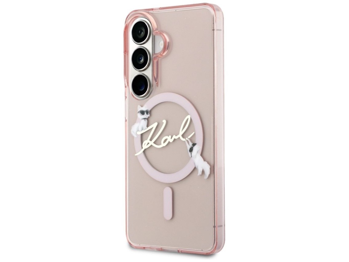 Funda Karl Lagerfeld IML KC Script MagSafe para Samsung Galaxy S26 - Rosa