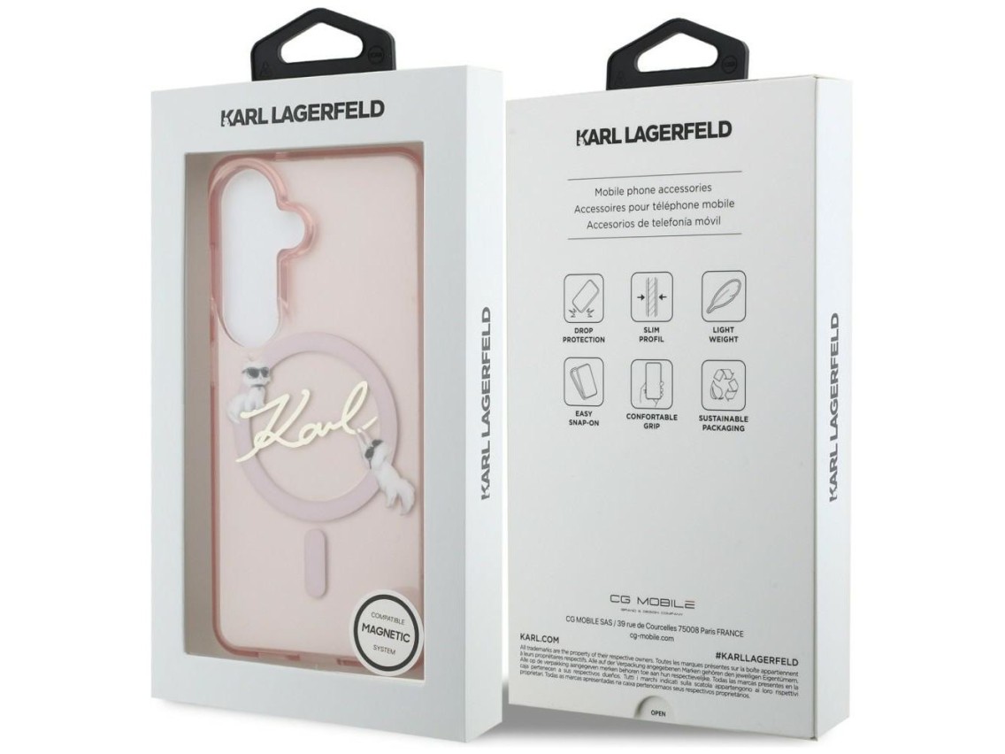 Funda Karl Lagerfeld IML KC Script MagSafe para Samsung Galaxy S26 - Rosa