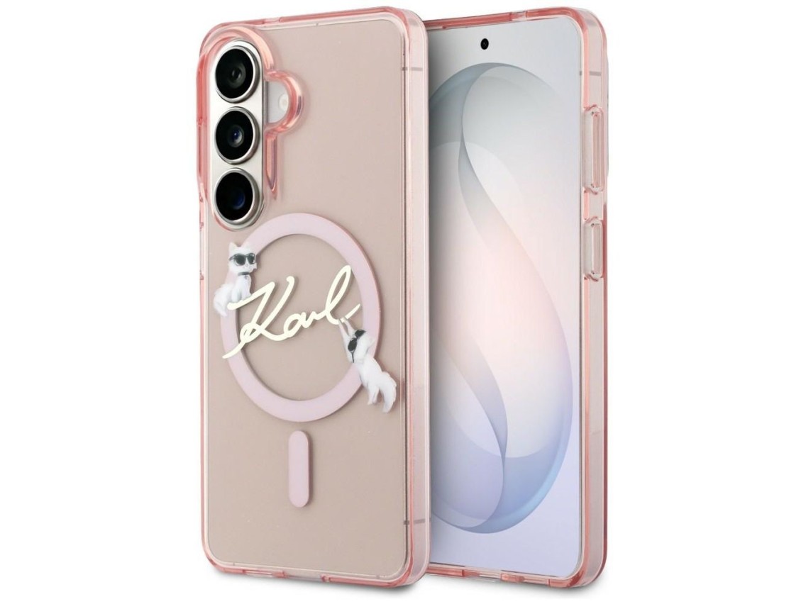 Funda Karl Lagerfeld IML KC Script MagSafe para Samsung Galaxy S26 - Rosa