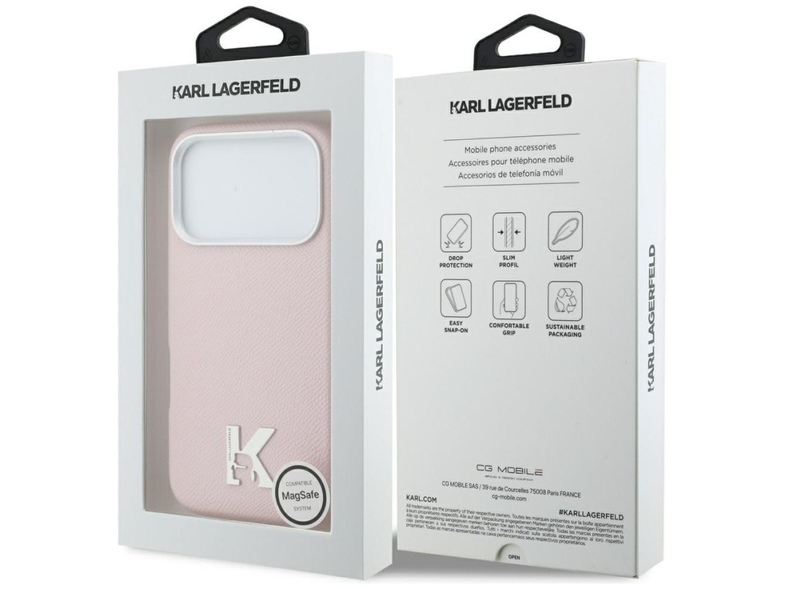 Karl Lagerfeld Karl Head Logo MagSafe Case for iPhone 17 Pro Max - Pink