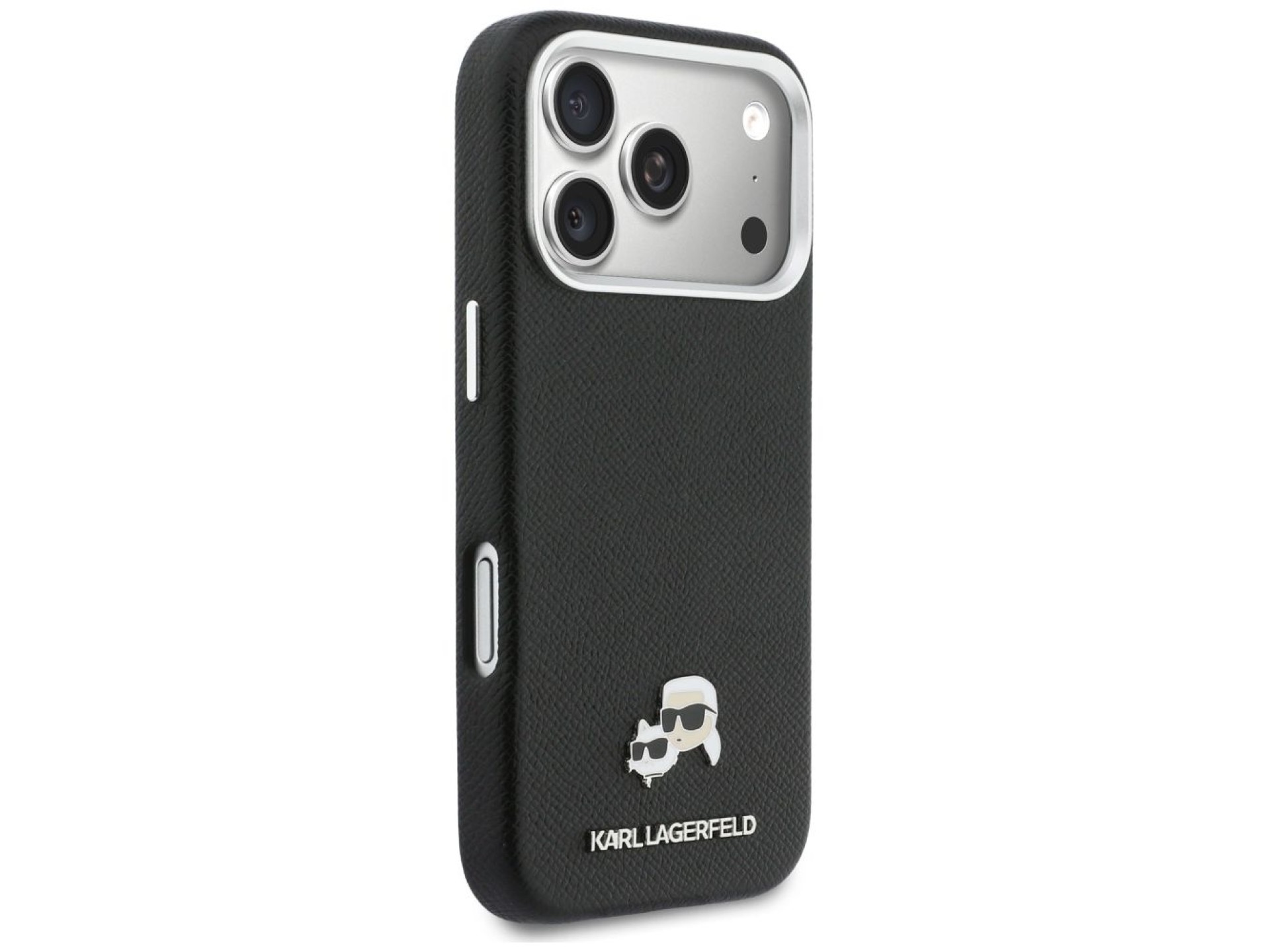 Karl Lagerfeld Karl & Choupette Head Pins Saffiano MagSafe Case for iPhone 17 Pro Max - Black