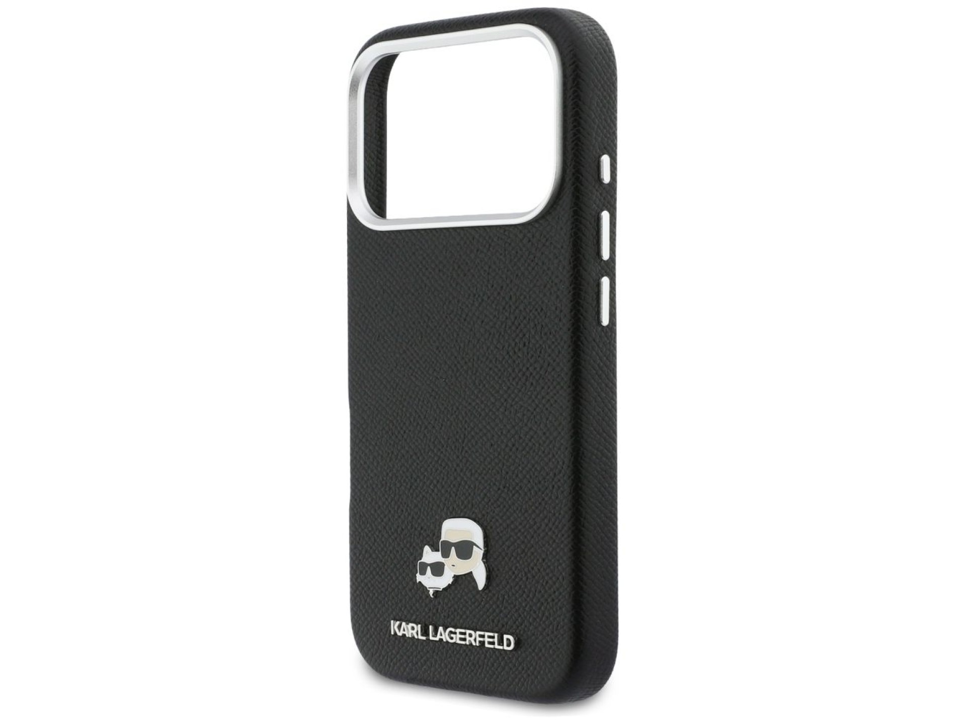 Karl Lagerfeld Karl & Choupette Head Pins Saffiano MagSafe Case for iPhone 17 Pro Max - Black