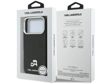 Karl Lagerfeld Karl & Choupette Head Pins Saffiano MagSafe Case for iPhone 17 Pro Max - Black Karl Lagerfeld Karl & Choupette Head Pins Saffiano MagSafe Case for iPhone 17 Pro Max - Black