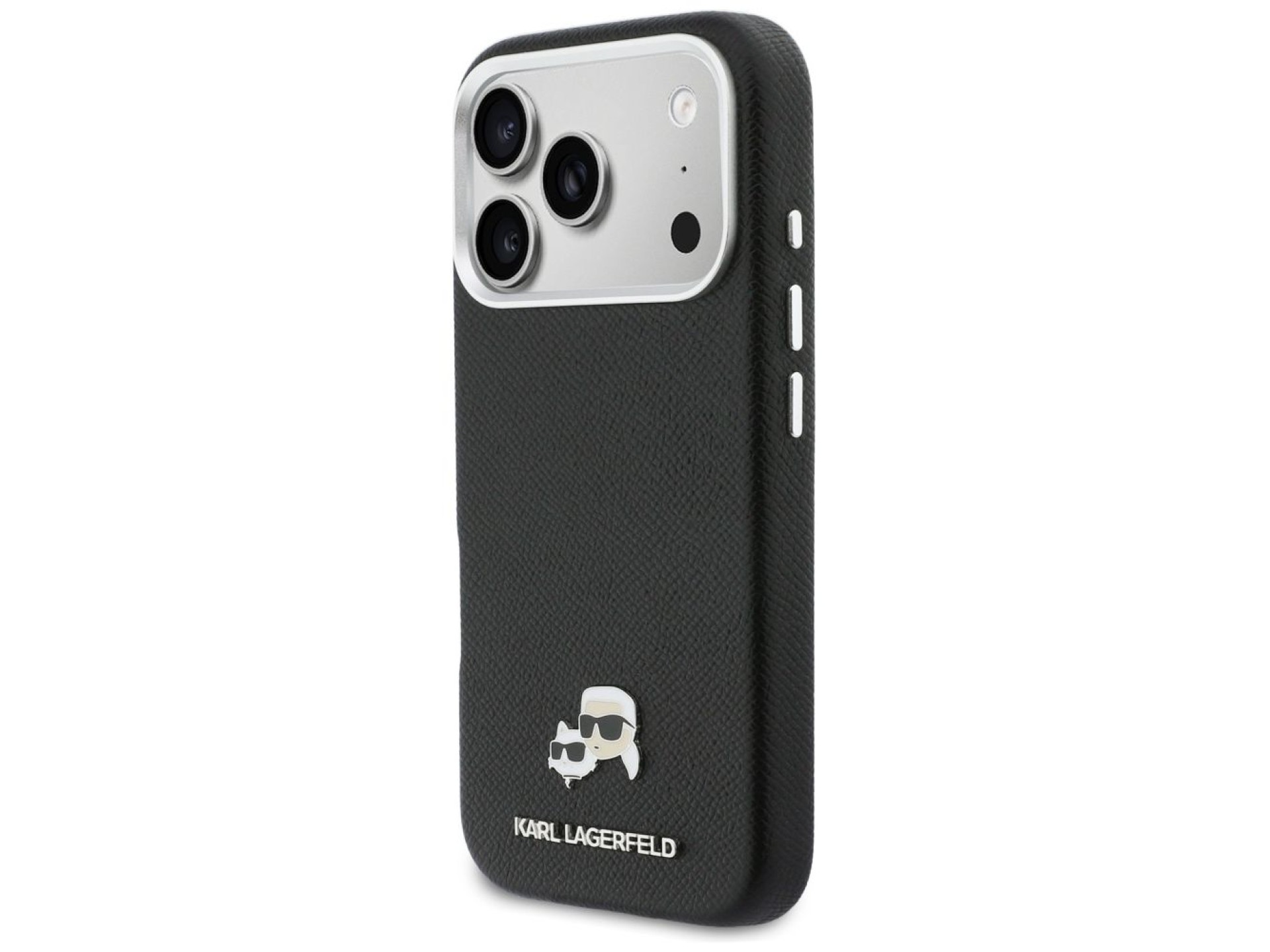 Karl Lagerfeld Karl & Choupette Head Pins Saffiano MagSafe Case for iPhone 17 Pro Max - Black