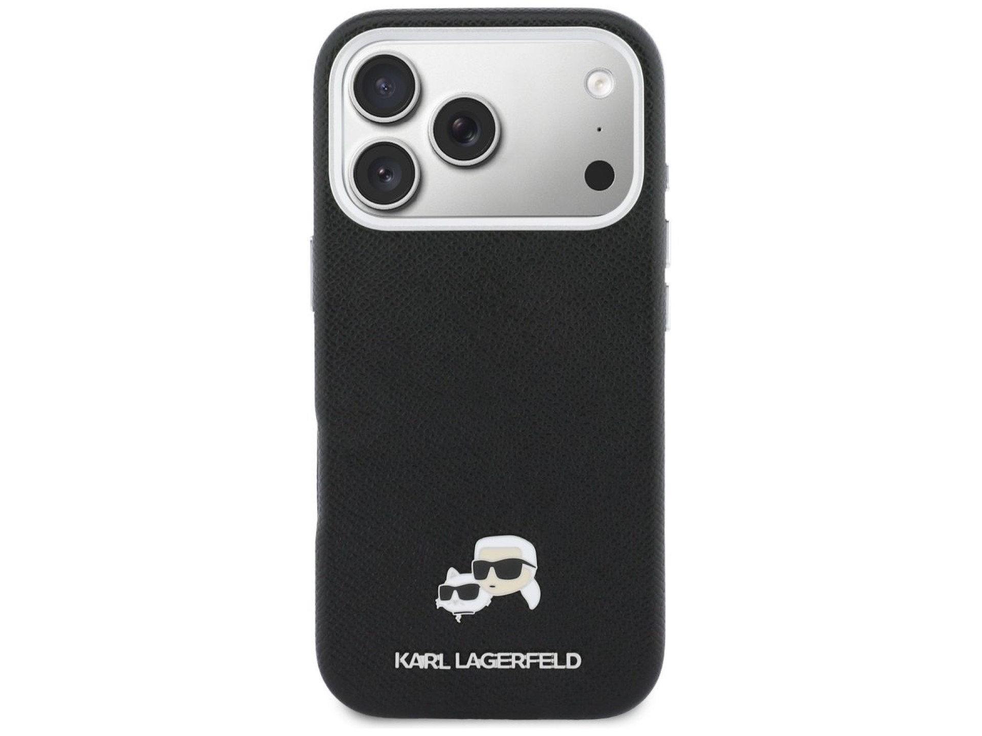Karl Lagerfeld Karl & Choupette Head Pins Saffiano MagSafe Case for iPhone 17 Pro Max - Black