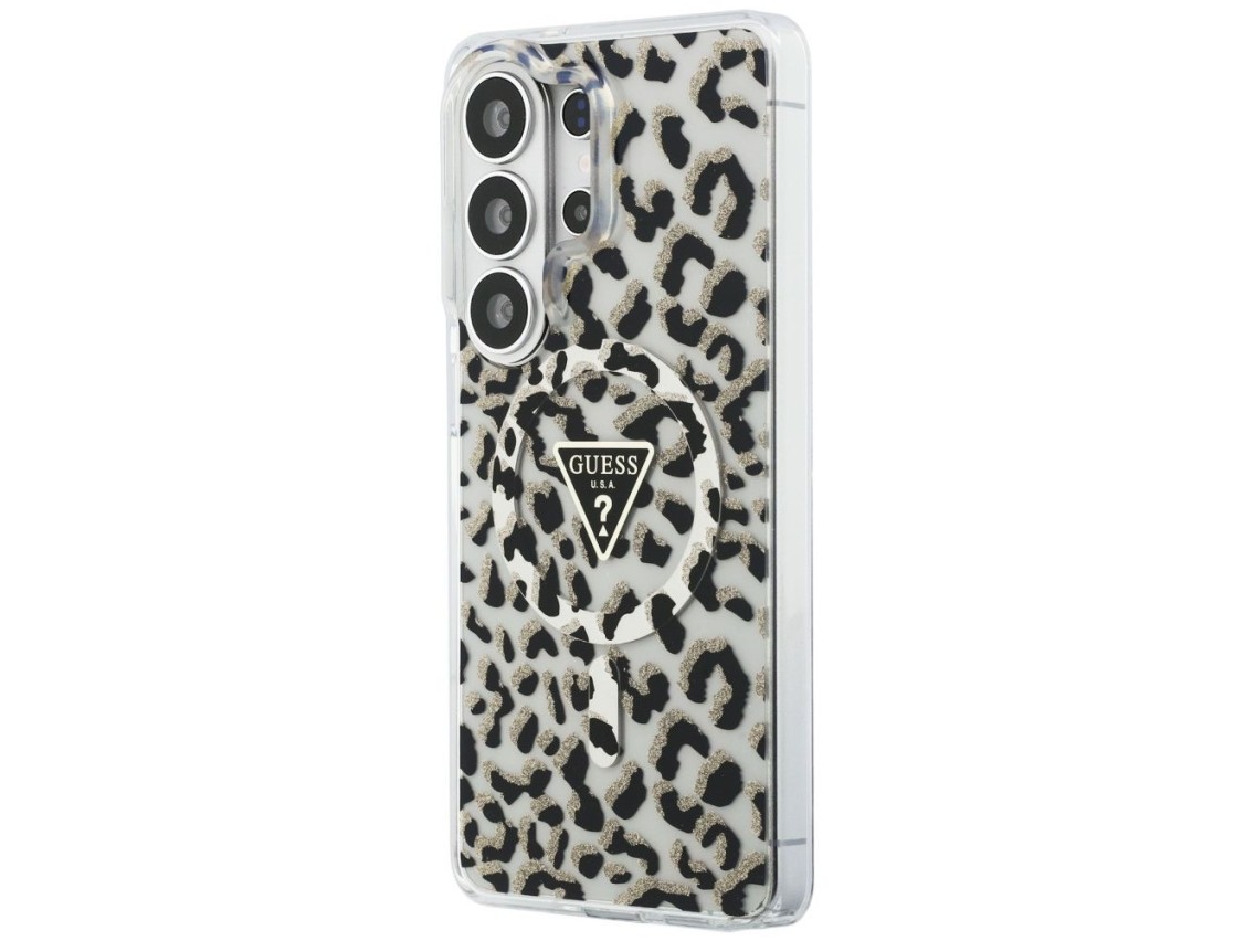 Guess IML Leopard Print Triangle MagSafe Case for Samsung Galaxy S26 Ultra - Black