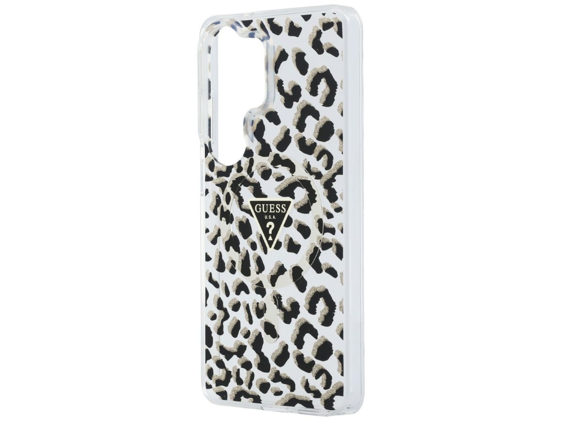 Guess IML Leopard Print Triangle MagSafe Case for Samsung Galaxy S26 Ultra - Black
