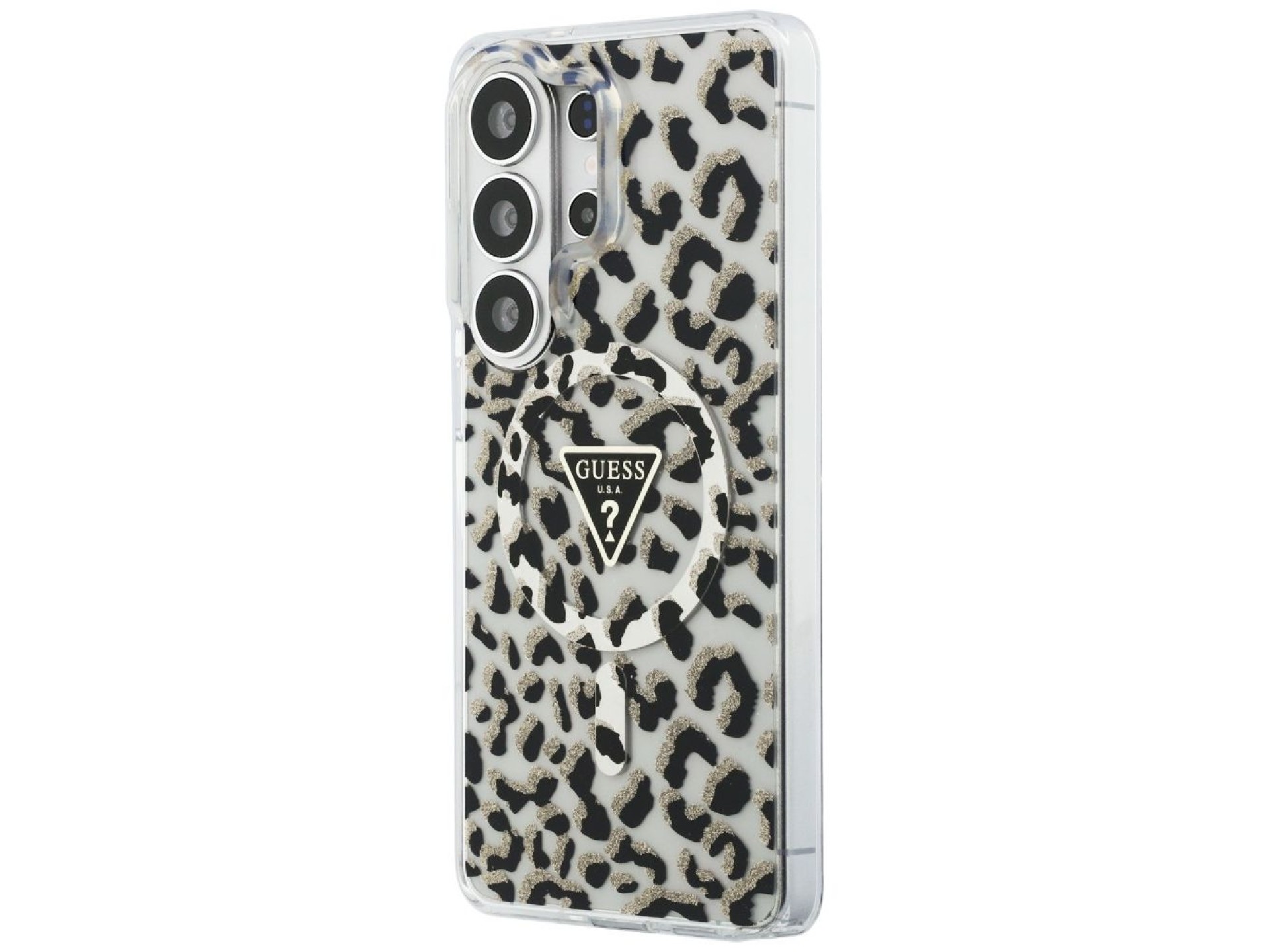 Guess IML Leopard Print Triangle MagSafe Case for Samsung Galaxy S26 Ultra - Black