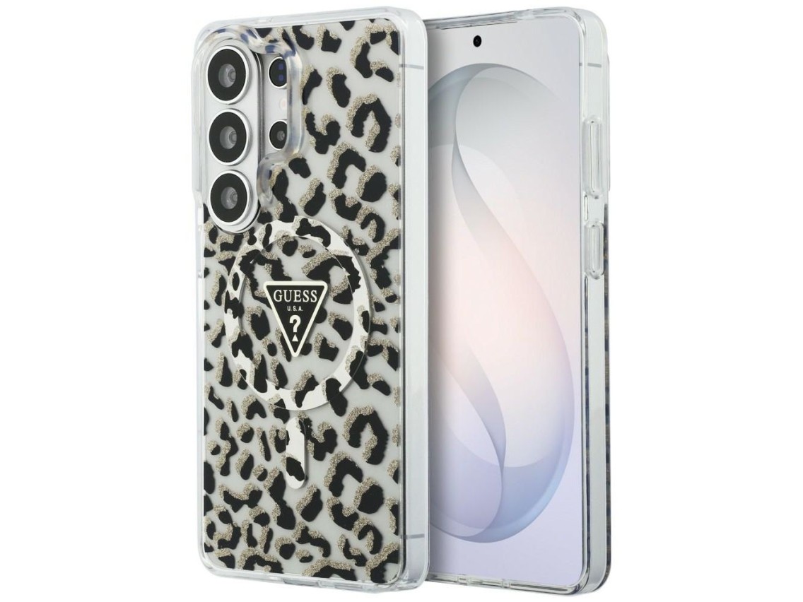 Guess IML Leopard Print Triangle MagSafe Case for Samsung Galaxy S26 Ultra - Black