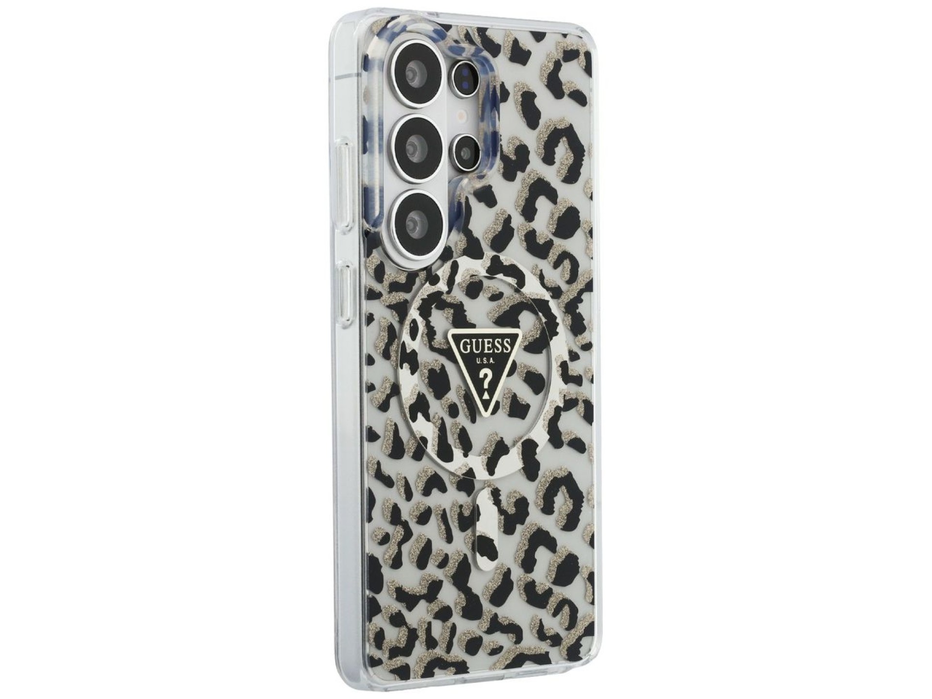 Guess IML Leopard Print Triangle MagSafe Case for Samsung Galaxy S26 Ultra - Black
