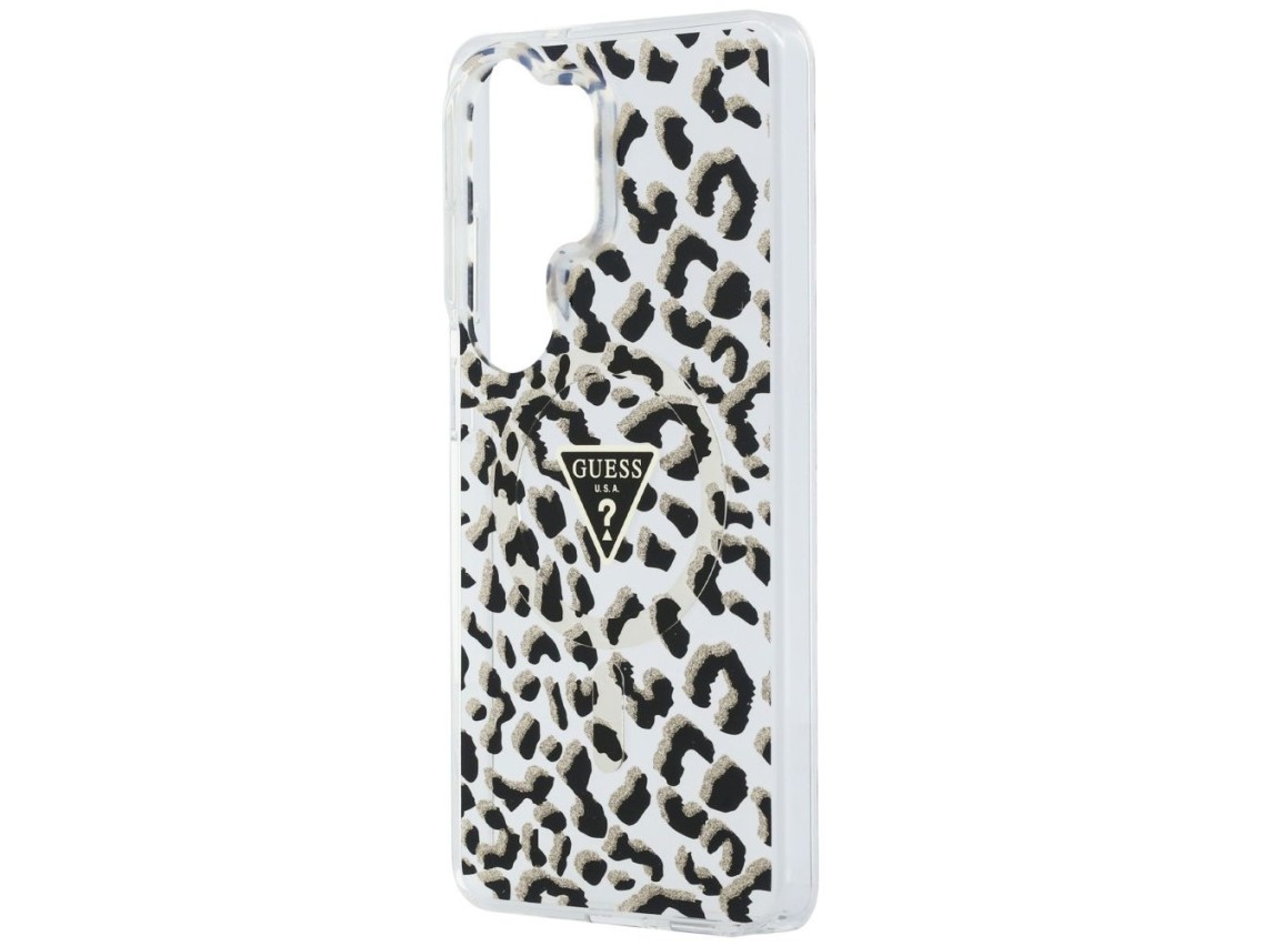 Guess IML Leopard Print Triangle MagSafe Case for Samsung Galaxy S26 Ultra - Black