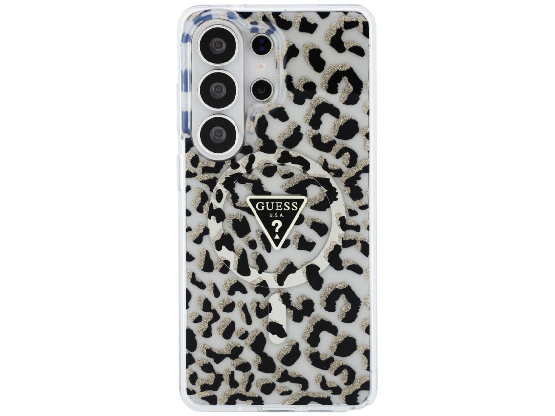 Guess IML Leopard Print Triangle MagSafe Case for Samsung Galaxy S26 Ultra - Black