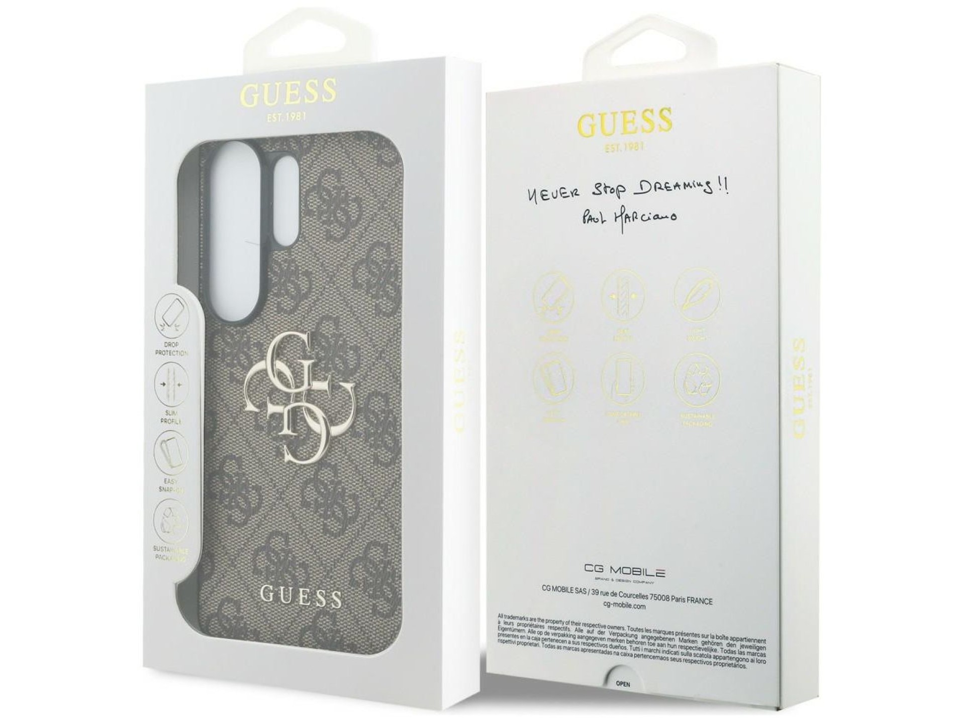 Capa Guess 4G com logo grande em metal para Samsung Galaxy S26 Ultra - Marrom