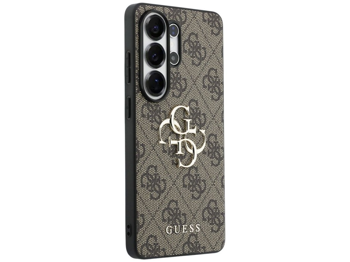 Capa Guess 4G com logo grande em metal para Samsung Galaxy S26 Ultra - Marrom