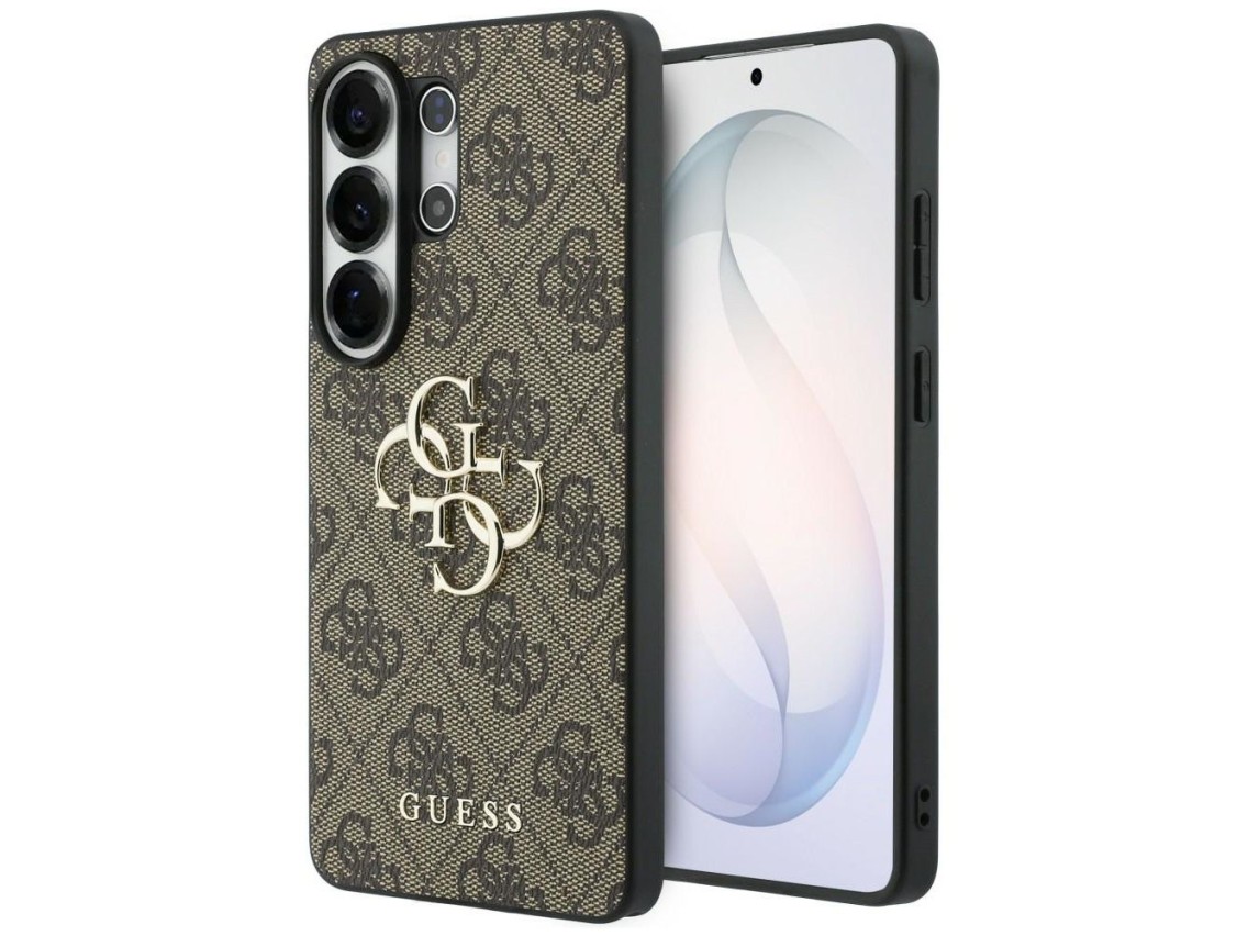 Capa Guess 4G com logo grande em metal para Samsung Galaxy S26 Ultra - Marrom