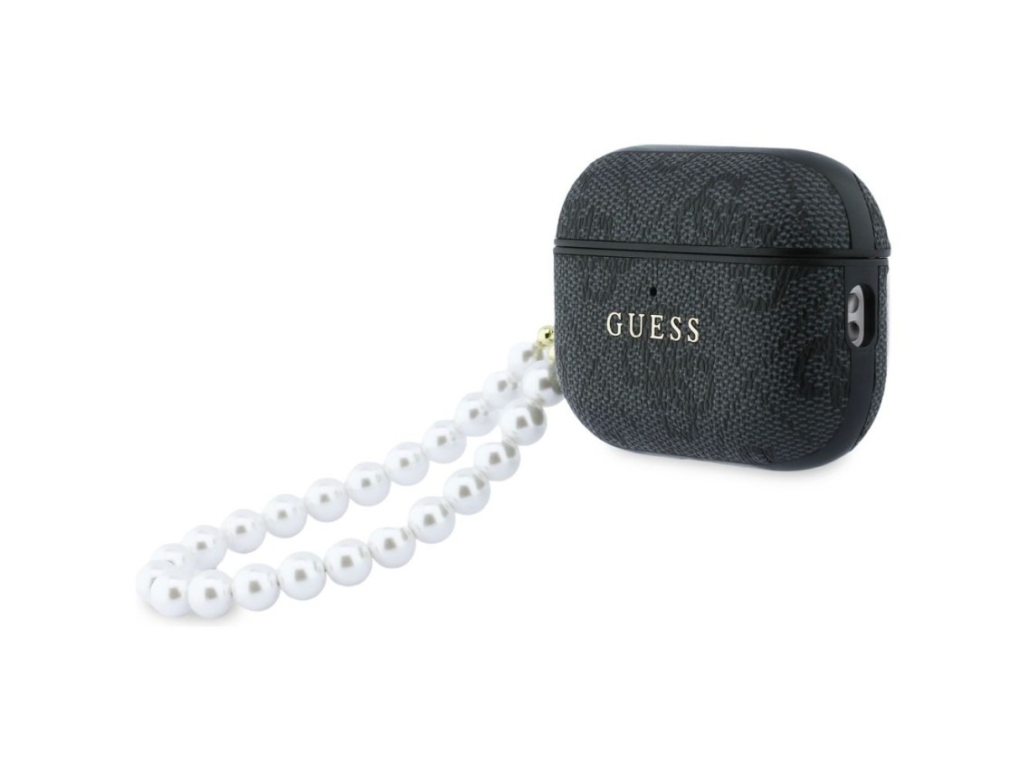 Funda Guess 4G Pearl con correa para AirPods Pro 3 - Negra