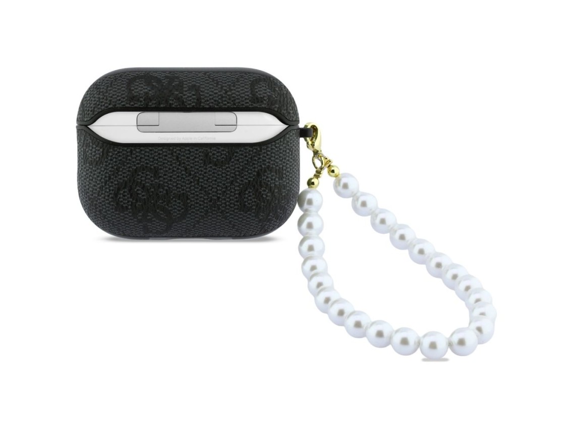 Funda Guess 4G Pearl con correa para AirPods Pro 3 - Negra