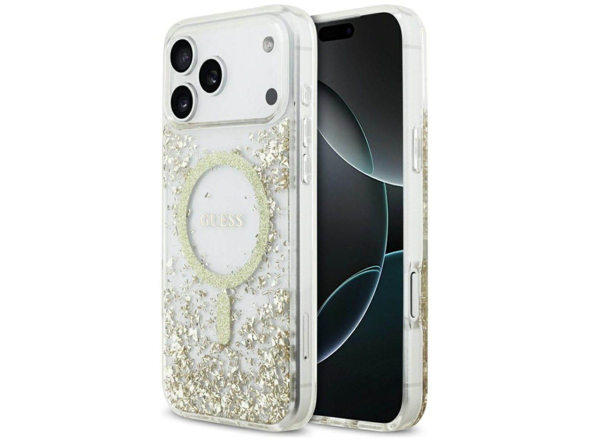 Guess Resin Bottom Glitter MagSafe Case for iPhone 17 Pro Max - Gold
