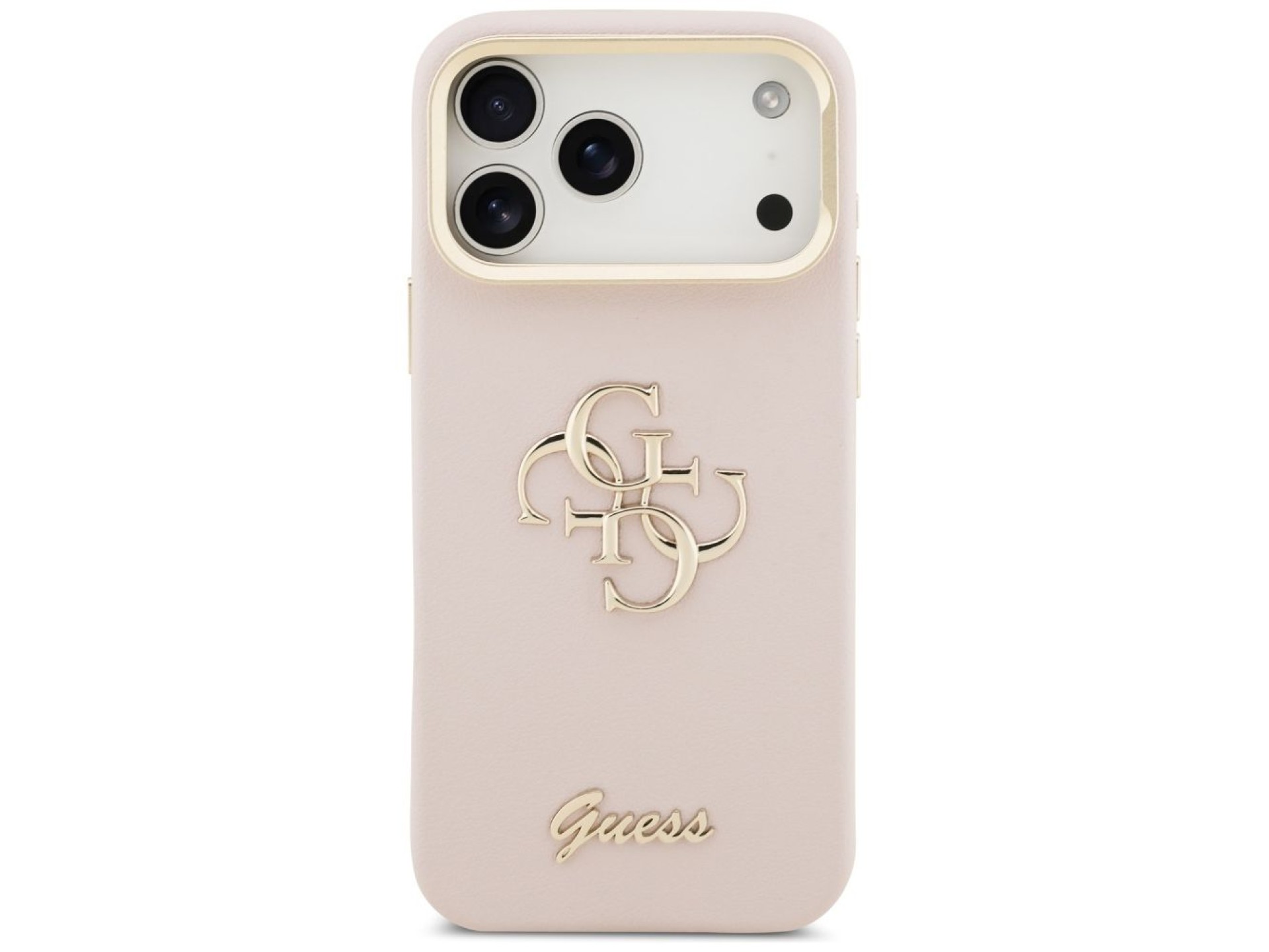 Funda Guess Grained Big 4G con soporte para cámara para iPhone 17 Pro Max - Rosa
