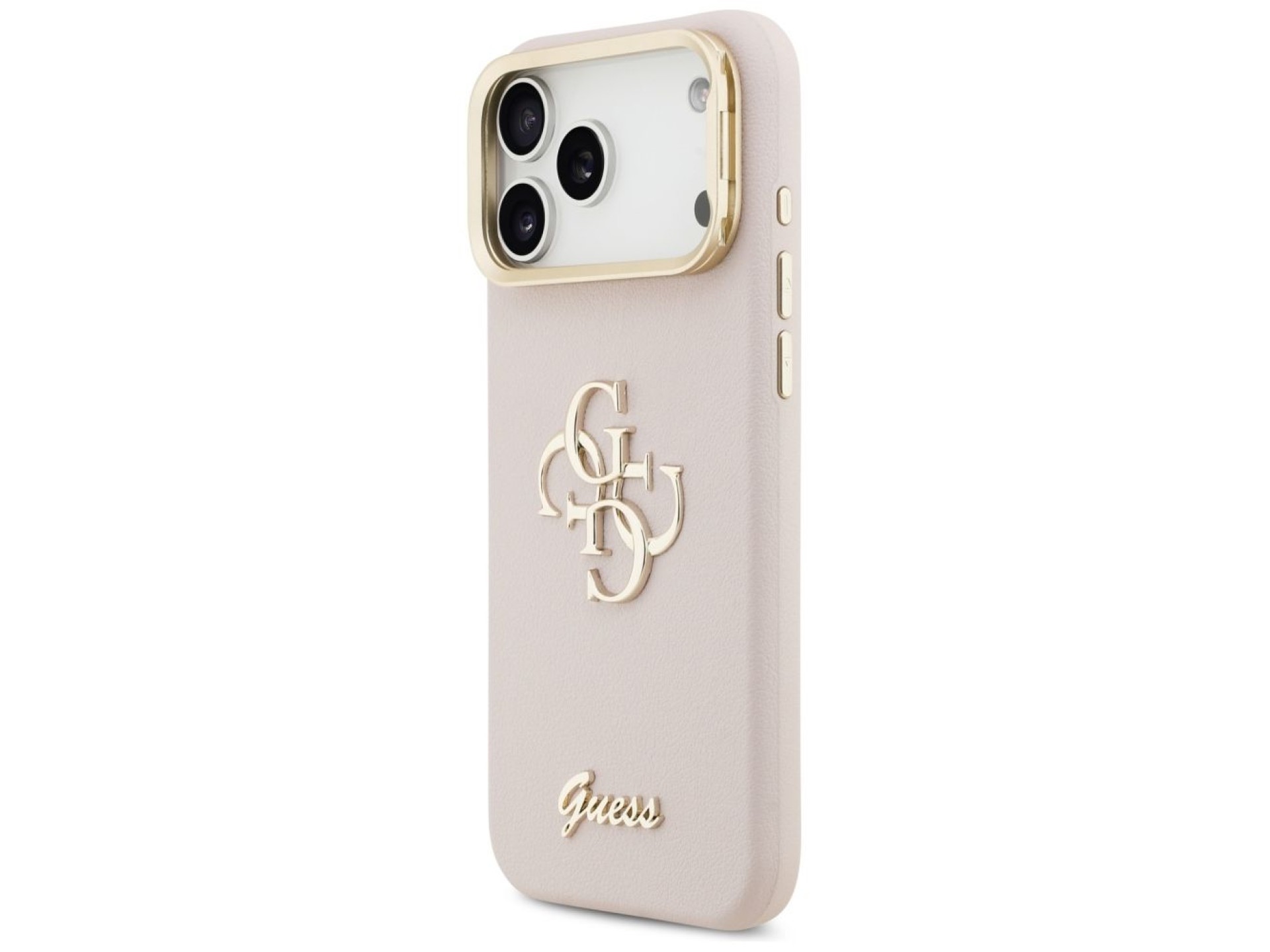 Funda Guess Grained Big 4G con soporte para cámara para iPhone 17 Pro Max - Rosa
