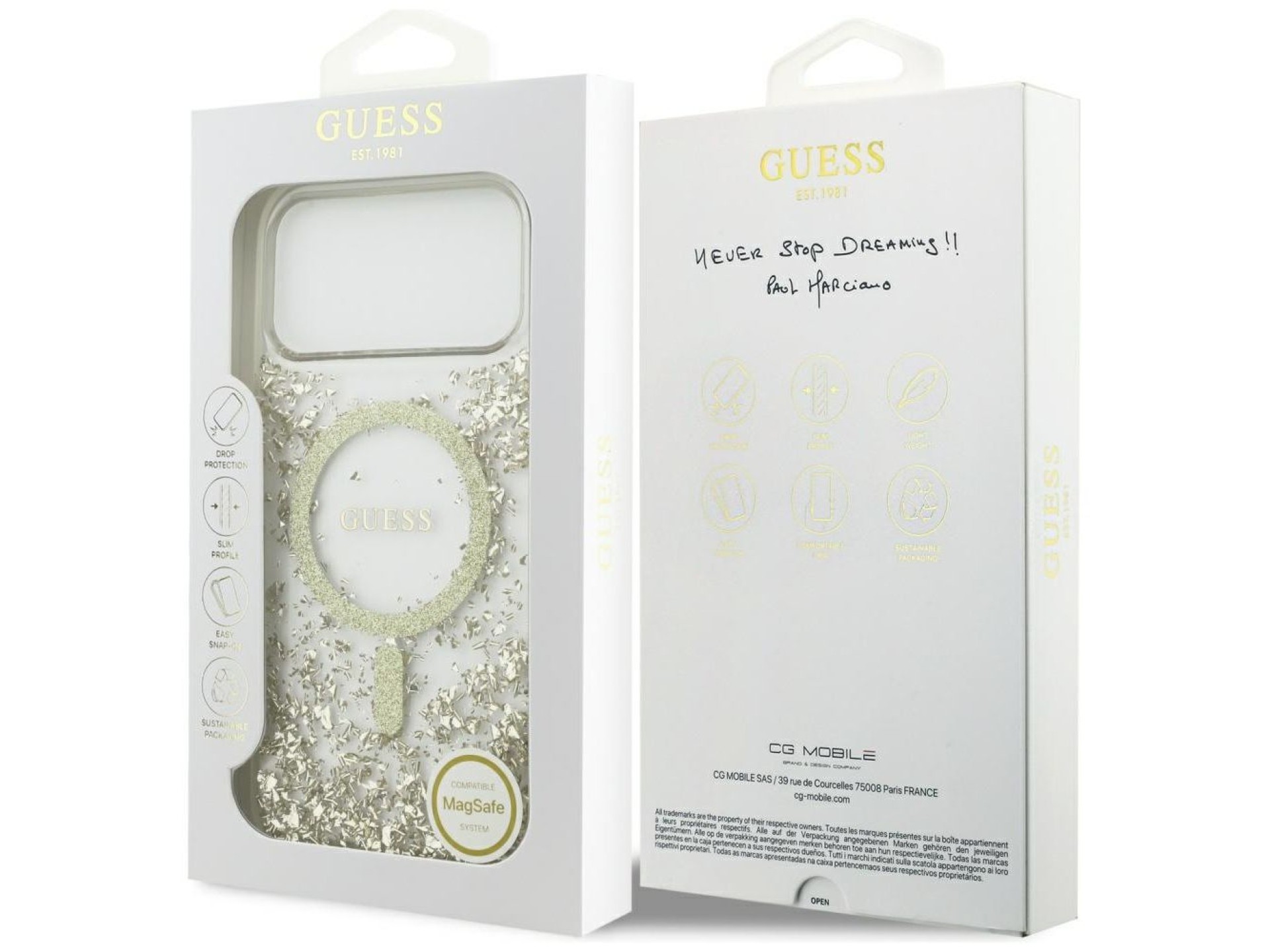 Guess Resin Bottom Glitter MagSafe Case for iPhone 17 Pro Max - Gold