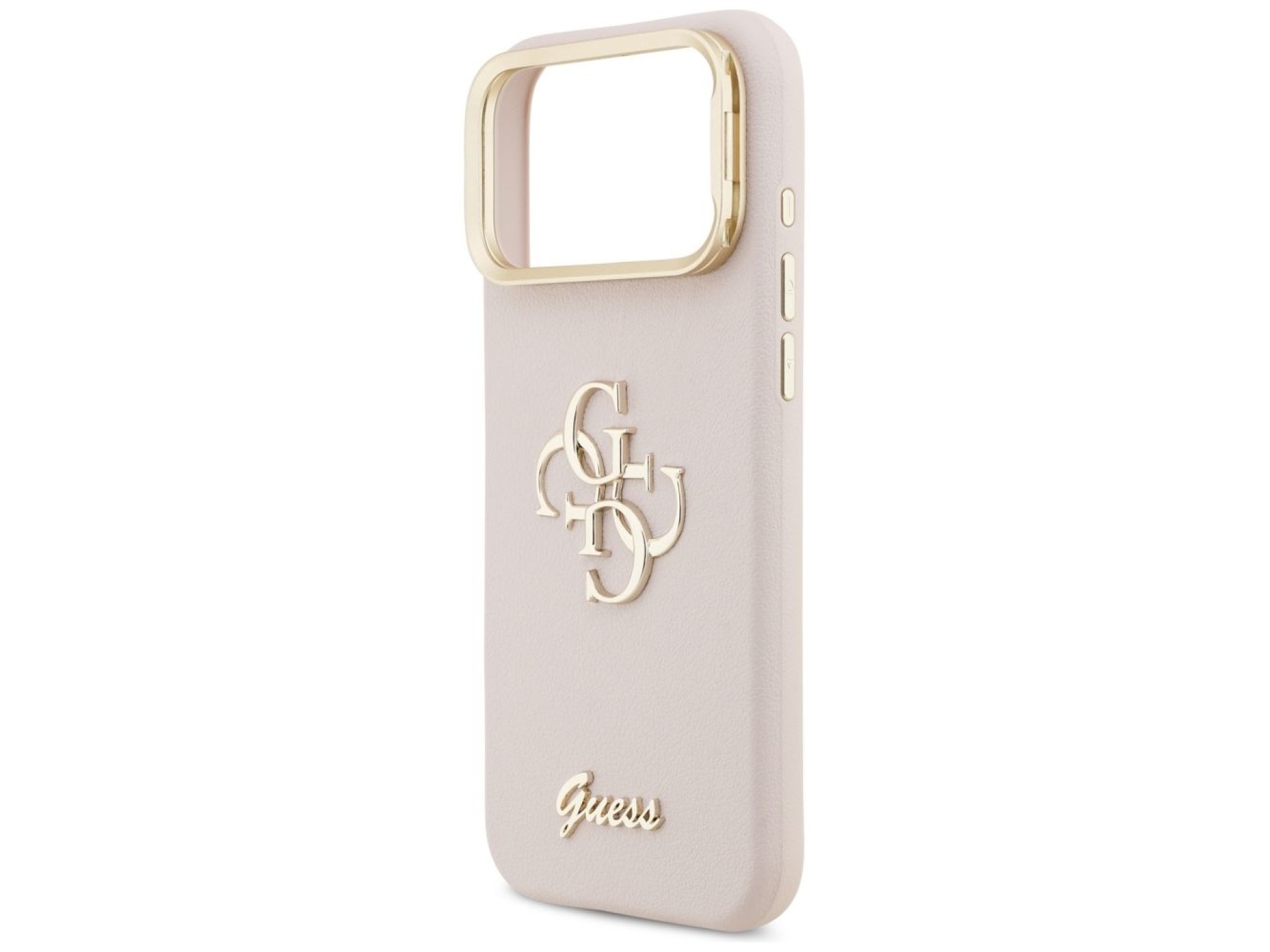 Funda Guess Grained Big 4G con soporte para cámara para iPhone 17 Pro Max - Rosa