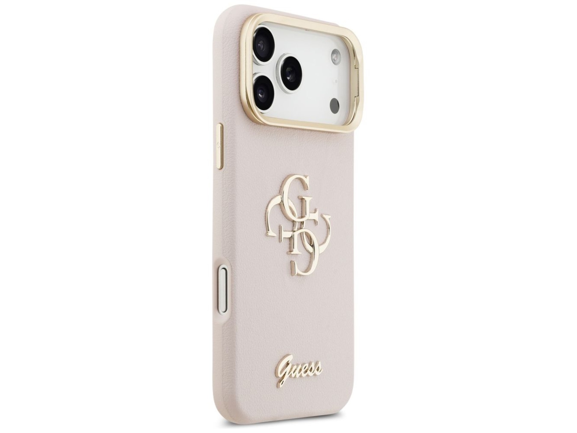 Funda Guess Grained Big 4G con soporte para cámara para iPhone 17 Pro Max - Rosa