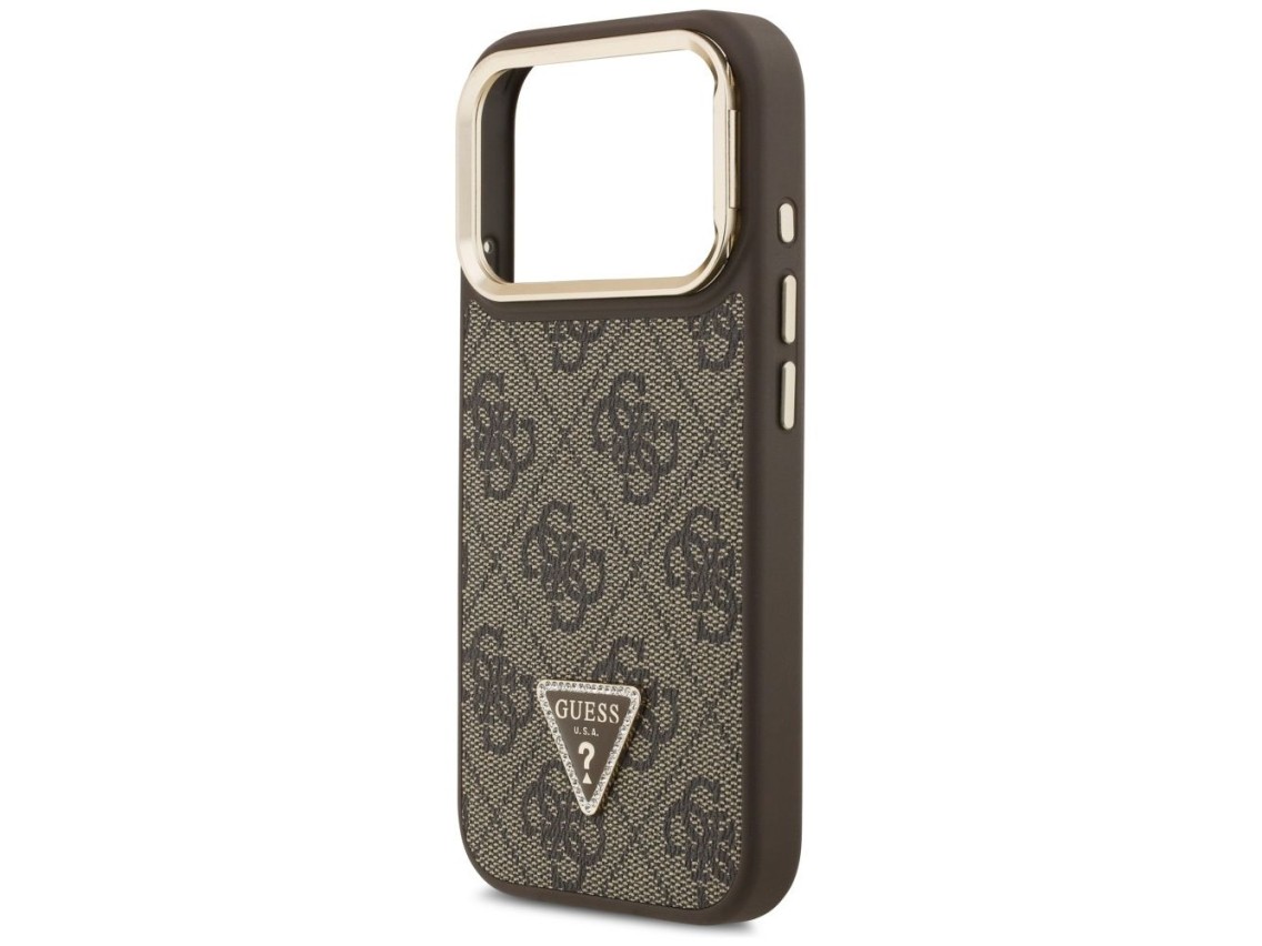 Funda Guess 4G PU con logo triangular y soporte para cámara MagSafe para iPhone 17 Pro - Marrón